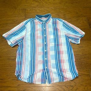 Tommy Bahama Short Sleeve Button Down Cotton Plaid Shirt Men's XL
